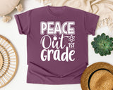 Peace Out 1st Grade White graphic tee in Berry