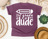 1st Grade Dude White 2 graphic tee in Berry