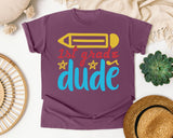 1st Grade Dude White 2 3 graphic tee in Berry