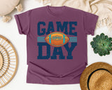 Game Day Navy Stripes graphic tee in Berry