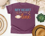 My Heart Is On The Line graphic tee in Berry