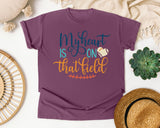 My Heart Is On That Field Navy graphic tee in Berry