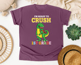 Im Ready To Crush 1st Grade Dino graphic tee in Berry