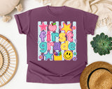 First Grade Crayons Smiley graphic tee in Berry