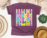 Kindergarten Crayons Smiley graphic tee in Berry
