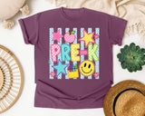 Pre-K Crayons Smiley graphic tee in Berry