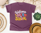 Welcome Back To School Script Apple graphic tee in Berry