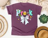 Pre-K Paper Bow graphic tee in Berry
