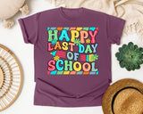 Happy Last Day Of School Bright graphic tee in Berry
