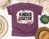 Kindergarten Scallop Bow graphic tee in Berry