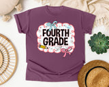 Fourth Grade Scallop Bow graphic tee in Berry