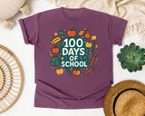 100 Days Of School Supplies Circle graphic tee in Berry