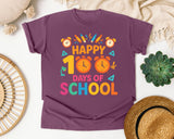 Happy 100 Days Of School Alarm Clocks graphic tee in Berry