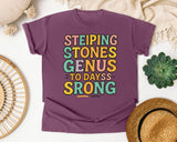 Stepping Stones To 100 Days Strong graphic tee in Berry