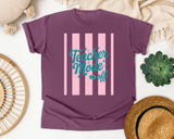 Teacher Mode Off Stripes graphic tee in Berry