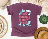 Tired Teachers Summer Club graphic tee in Berry