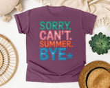 Sorry Can't Summer Bye graphic tee in Berry