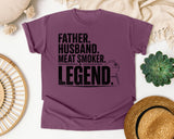 Father Husband Meat Smoker Legend Black graphic tee in Berry