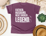 Father Husband Meat Smoker Legend White graphic tee in Berry