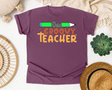 One Groovy Teacher graphic tee in Berry