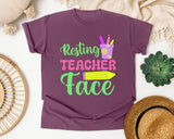 Resting Teacher Face graphic tee in Berry