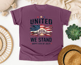 United We Stand Happy 4th Of July Grey 2 graphic tee in Berry