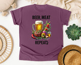 Beer Meat Repeat Brown graphic tee in Berry