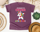 Im Ready To Crush 6th Grade Unicorn graphic tee in Berry