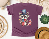 Raccoon In Uncle Sam Hat graphic tee in Berry