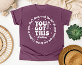 You Got This Test Day White graphic tee in Berry
