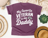 My Favorite Veteran Is My Daddy White 2 graphic tee in Berry