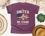 United We Stand Happy 4th Of July Grey graphic tee in Berry