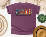 Home Of The Free Because Of The Brave graphic tee in Berry