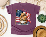 Hamster With American Flag graphic tee in Berry