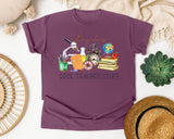 Busy Doing Cool Teacher Stuff graphic tee in Berry