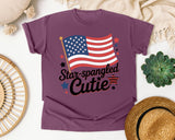 Star Spangled Cutie Black graphic tee in Berry