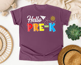 Hello Pre-K graphic tee in Berry