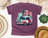 Classic Car With Flags graphic tee in Berry
