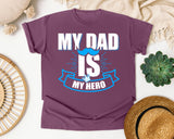 My Dad Is My Hero White graphic tee in Berry