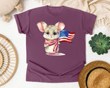 Mouse With American Flag graphic tee in Berry