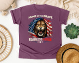 Home Of The Brave Fearless And Free graphic tee in Berry