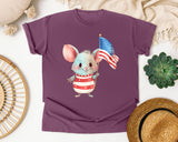 Mouse Holding American Flag graphic tee in Berry