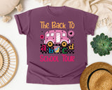 The Back To School Tour graphic tee in Berry