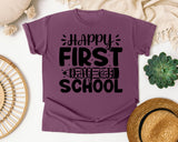 Happy First Day Of School White graphic tee in Berry
