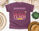 Only The Brave Teach graphic tee in Berry