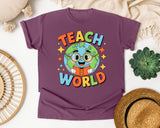 Teach World graphic tee in Berry