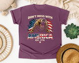 Don't Mess With America Est 1776 graphic tee in Berry