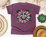 Patriotic Skeleton Sunflower graphic tee in Berry