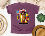 USA Hot Dog Character graphic tee in Berry