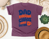Dad Fueling Chaos Since Day One White 3 graphic tee in Berry